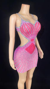 NOVANCE Robe <span class=keywords><strong>2023</strong></span> Femme Shiny Luxury Diamonds Sexy Sling Pink Vestido de graduación Mini vestidos de graduación para fiesta de noche Vestido de noche - Product Image 3