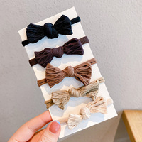 5 pièces/lot Style coréen belle couleur belle conception d'arc doux élastique bandeau de cheveux Flexible cheveux cravates bandeau de cheveux pour les filles