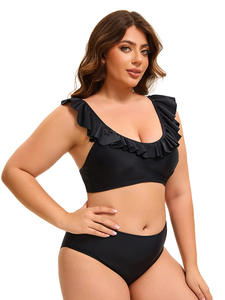 Bikini triangular sin espalda Sexy de estilo americano europeo de talla grande, transpirable y ecológico, traje de baño deportivo con patrón sólido - Product Image 4