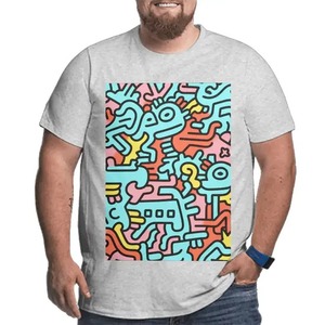 Camiseta de talla grande con imagen personalizada para hombre, estilo Streetwear, 100% algodón con estampado de licra, patrón de contraste de dibujos animados, método de serigrafía - Product Image 2
