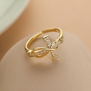 Anillo de Cruz de infinito religioso de acero inoxidable platino ajustable 20250202 al por mayor Beato cristiano para boda de mujer - Product Image 2