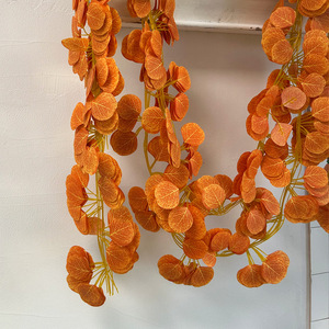 Artificial Orange Eucalyptus Leaves Vines 2m Hanging Indoor <b>Wedding</b> Decor Photography <b>Props</b> - Product Image 4