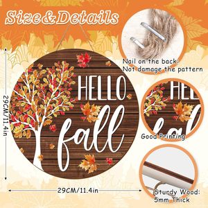 Vietnam Hello Fall Wood <b>Sign</b> <b>for</b> Front Door Maple Tree Welcome Harvest Autumn Thanksgiving Wall <b>Wooden</b> <b>Sign</b> - Product Image 2