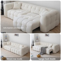Sofá Cama Eléctrico Individual de Algodón, Retráctil, Estilo Nórdico Simple y Moderno, Tela de Lana de Cordero Blanca, para Apartamentos Pequeños