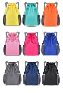 Custom Logo Waterproof Lightweight Travel Drawstring Gym Sport <b>Basketball</b> Bag Black Drawstring Backpack with Zipper and Pockets - Product Image 6