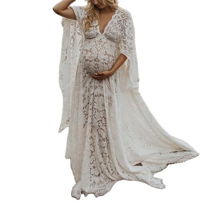 <span class=keywords><strong>Vestido</strong></span> de encaje de maternidad para mujeres embarazadas, <span class=keywords><strong>vestido</strong></span> de boda largo de talla grande - Product Image 1