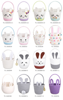 ESiVON Paniers de Pâques certifiés personnalisables en corde de coton, mignons et modernes, motif poulet et canard, multifonctionnels pour bonbons et œufs