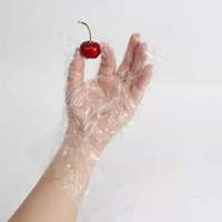 PEHD sans poudre grand sac plié emballage jetable Transparent en plastique de qualité alimentaire Pe main doigt gants de ménage
