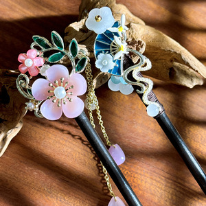 Nuovo Fermaglio per Capelli a Disco in Stile Cinese Retrò, in Legno Imitazione Ebano, con Nappa e Ventaglio a Banana, per Donne, per Matrimoni e Occasioni Festive - Product Image 4
