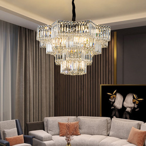 Lámpara de Araña de Cristal con Acabado Dorado, Base para Bombilla E26, LED Blanco Cálido de 3500K, Altura Ajustable, Compatible con Regulador de Intensidad, Lámpara Colgante Grande para Sala de Estar - Product Image 3