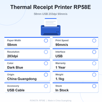 Printer Thermal USB 58mm Antarmuka USB Kabel USB Termasuk Printer Struk 203dpi 90mm Per Detik untuk Sistem POS