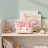 Panier en plastique PP personnalisé pour filles, motif dessin animé Labubu Monster Kid, panier de rangement DIY en plastique au design mignon avec poignée
