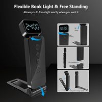 Lampe de lecture LED portable avec affichage de l'heure, contrôle tactile, pliable, mini, rechargeable par USB, avec clip marque-page