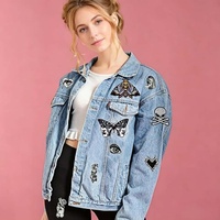 Patchs thermocollants en tissu sergé écologique, brodés, style Punk Grunge Dark Tattoo, pour vêtements et chapeaux