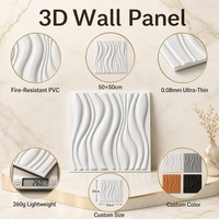 Panel Dinding PVC 3D Motif Gelombang Tahan Air, Anti Api, Mudah Dipasang, Dapat Disesuaikan, untuk Penggunaan Rumah Tangga di Ruang Makan dan Ruang Belajar