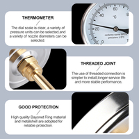 Custom Bimetallic Dial Thermometer with Brass Probe2.0 Accuracy 1/4 NPT Back Connection for Boiler Pipe & Oven