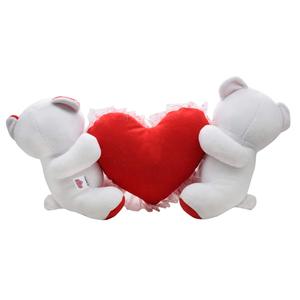 Ours en peluche de couple de saint-valentin tenant le cœur rouge <span class=keywords><strong>jouet</strong></span> en peluche ours en peluche blanc avec coeur rouge brodé sur la poitrine - Product Image 3