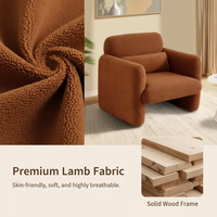 Fauteuil de Salon Moderne en Tissu Effet Laine d'Agneau Sherpa Rembourré, Petit Canapé Individuel d'Appoint avec Accoudoirs et Assise Moelleuse pour Salon et Maison