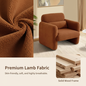 Modern Sherpa Lamb Fabric Upholstered <strong>Lounge</strong> Armchair <strong>Small</strong> Single Sofa Accent <strong>Chair</strong> with Arms Soft Seat for Living Room Home - Product Image 5