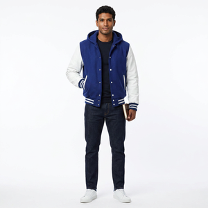 Fashion <b>Men's</b> Varsity <b>Jacket</b> Stand Collar Front Logo Breathable Winter Oversize Customized 100% Cotton Embroidered - Product Image 1