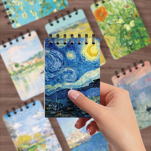 Mini cuaderno de bolsillo creativo A7 Van Gogh diseño de bobina de línea Horizontal cubierta de papel portátil cuaderno de palabras para <span class=keywords><strong>estudiantes</strong></span> - Product Image 3