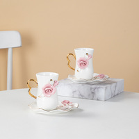 2024 élégant en gros porcelaine café tasse à thé ensemble de 6 arabe après-midi turc Vintage théière service à thé en céramique avec soucoupes