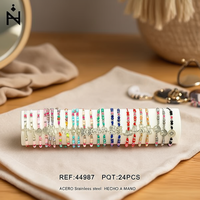 Set de Pulseras con Cuentas Marca Z, Acero Inoxidable, 24 Piezas, Joyería Hecha a Mano, Regalo Unisex