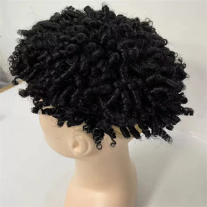 Peluca de Cabello Humano Remy Afro Rizado Africano de 15 mm <span class=keywords><strong>para</strong></span> Hombre, <span class=keywords><strong>con</strong></span> Base de PU de Piel Delgada, <span class=keywords><strong>para</strong></span> Pegar - Product Image 4