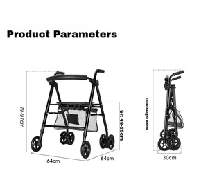 walking rollator <b>walker</b> mobility aids <b>disabled</b> for elderly adults seniors equipment stainless steel l-shaped safety bathroom - Product Image 6