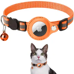 Nieuwe Aankomst Apple Airtag Dog Tracker Anti Ontbrekende Kraag Met Spiegel Gps Kattenhalsband Met Bel Reflecterende Halsband Voor Hond