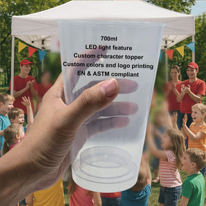 700Ml Doorzichtige Feestbeker Met Deksel Flexibel Stro Led Optioneel Custom Karakter Topper En Astm Kids Events Festivals Custom Logo - Product Image 1