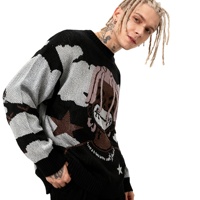 OEM manches longues Anime rappeur pull en tricot Harajuku Hip Hop Vintage Streetwear Spandex/coton anti-boulochage automne hiver col rond