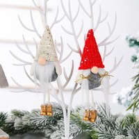 Weihnachtlicher Pailletten-Gartenzwerg mit hängenden Beinen, kreativer Waldmann-Puppenanhänger, Weihnachtsbaum- und Heimdekoration, Geschenk