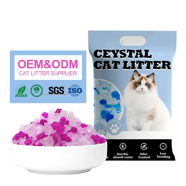 Bulk Katzenstreu Großhandel OEM Katzenstreu Kitty Geruchs kontrolle PH-Indikator Crystal Silica Gel Katzenstreu