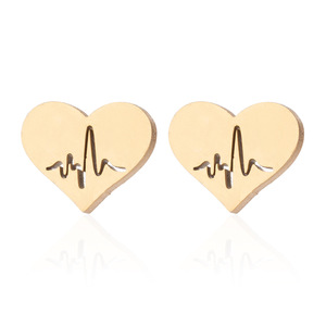 Parure de bijoux tendance en acier inoxydable : collier pendentif cœur, boucles d'oreilles électrocardiogramme, cadeau pour médecins et infirmières - Product Image 6