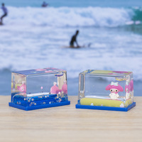 Lindo Mini largo cuadrado aceite goteo reloj de arena pequeña decoración de escritorio para niños Interior Kit perfecto pequeño regalo