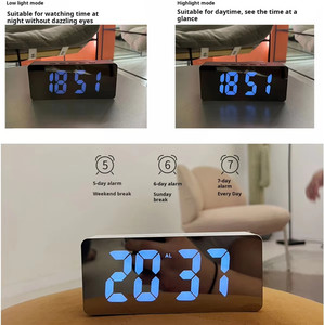 Bàn hàng đầu kỹ thuật số LED gương đồng hồ báo thức nhiệt độ chức năng báo lại màu sắc thông minh cho nhà ký túc xá sử dụng - Product Image 4