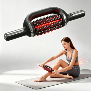 Rouleau de massage fitness à 6 vitesses, rouleau de massage musculaire rotatif en jade avec thérapie par lumière rouge pour une relaxation musculaire profonde - Product Image 1
