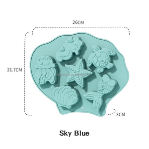 Molde de Silicona Reutilizable de 6 Cavidades con Forma de Pulpo, <span class=keywords><strong>Caballito</strong></span> de <span class=keywords><strong>Mar</strong></span>, Tortuga Marina, Estrella de <span class=keywords><strong>Mar</strong></span>, Concha Marina y Cola de Sirena para Jabón y Chocolate - Product Image 4