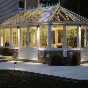 Di alta qualità bianco classico vetro case giardino esterno veranda libera in stile francese case verdi pergolato di vetro - Product Image 1