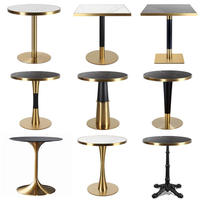 Élégant restaurant café boutique utiliser luxe marbre ardoise dessus en acier inoxydable rond or bord cadre table à manger ensemble