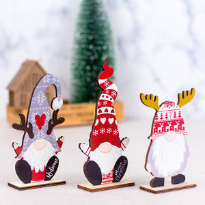 Vente en gros de décorations de Noël en bois YIJIA, bonnets en forme de flocon de neige, gnomes Rudolph, <span class=keywords><strong>rennes</strong></span>, poupées, décorations de Noël pour la maison - Product Image 6