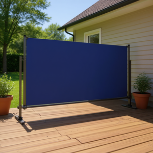 Toldo Lateral Retráctil Azul de 39.4 x 118.1 Pulgadas, Refugio Exterior Manual con Marco de Aluminio y Tela de Poliéster, Montado en Pared - Product Image 2