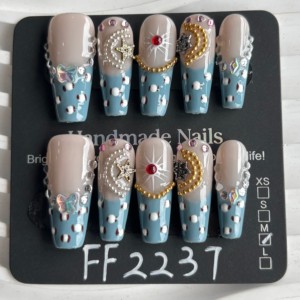 Lot de 10 <span class=keywords><strong>faux</strong></span> ongles de luxe faits à la main, taille XL, <span class=keywords><strong>en</strong></span> acrylique, de haute qualité, réutilisables, pour cadeau de fête - Product Image 6