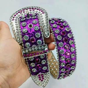 Cinturón de Cuero de Lujo con Hebilla de Calavera de Cristal Brillante, Estilo Hip Hop, a la Moda, Impermeable, con Diamantes de Imitación, Directo de Fábrica - Product Image 3