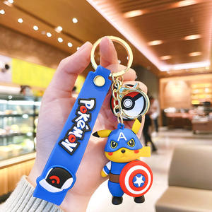 Llavero de goma de PVC suave para coche, bolso de muñeca personalizado, colgante de <span class=keywords><strong>mochila</strong></span>, llavero de diseño de dibujos animados lindo Pokemoned Marvel Capitán América - Product Image 5