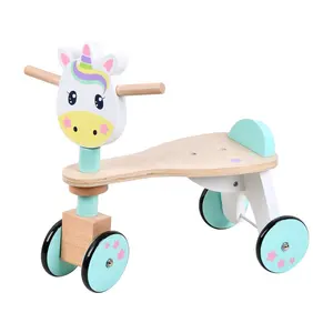 מכירה לוהטת 4 גלגלי עץ הליכה צעצוע ילד צעצועי עץ ילדי הליכון עגלה