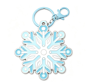 Blue Enamel Snowflake Metal Key Chain Holiday <b>Keyring</b> Winter Hanging Decoration - Product Image 4