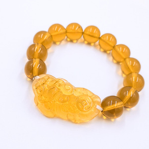 สร้อยข้อมือปี่เซี้ยคริสตัลเสริมฮวงจุ้ย,สร้อยข้อมือนำโชคสีเหลืองขนาด10มม. 12มม. 14มม. - Product Image 1