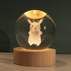 Veilleuse <span class=keywords><strong>LED</strong></span> <span class=keywords><strong>Pikachu</strong></span> Stitch <span class=keywords><strong>Lampe</strong></span> boule de cristal durable avec lumière blanche chaude Cadeau parfait pour la chambre à coucher - Product Image 5